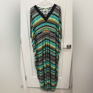 Carla Cristoph One of a Kind Embellished Striped Caftan One Size
